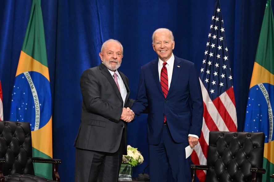 Os presidentes Luiz Inácio Lula da Silva e Joe Biden