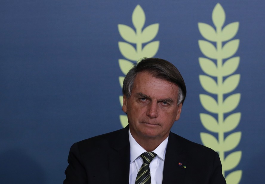 O presidente Jair Bolsonaro, durante cerimônia no Palácio do Planalto