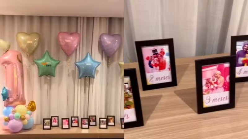 Decoração do quarto do hotel onde Viih Tube e Eliezer se hospedaram para aniversário da filha — Foto: Reprodução Instagram