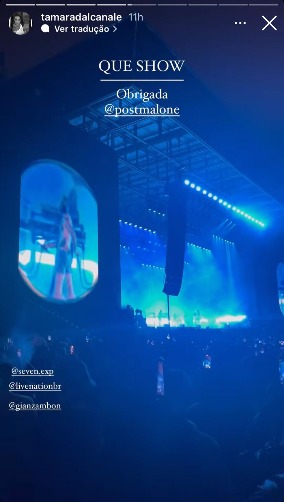 Mulher de Kayky Brito estava em show do Post Malone em Curitiba na noite em que o ator foi atropelado no Rio — Foto: Reprodução/Instagram