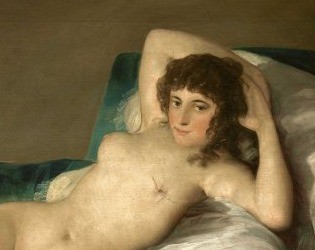 Detalhe da obra 'A Maja Nua', de Francisco de Goya y Lucientes, modificada digitalmente — Foto: Jorge Salgado/Museo Nacional del Prado