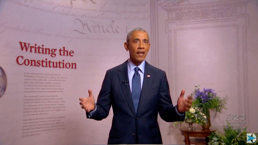 Ex-presidente dos EUA, Barack Obama, discursa durante convenção do Partido Democrata