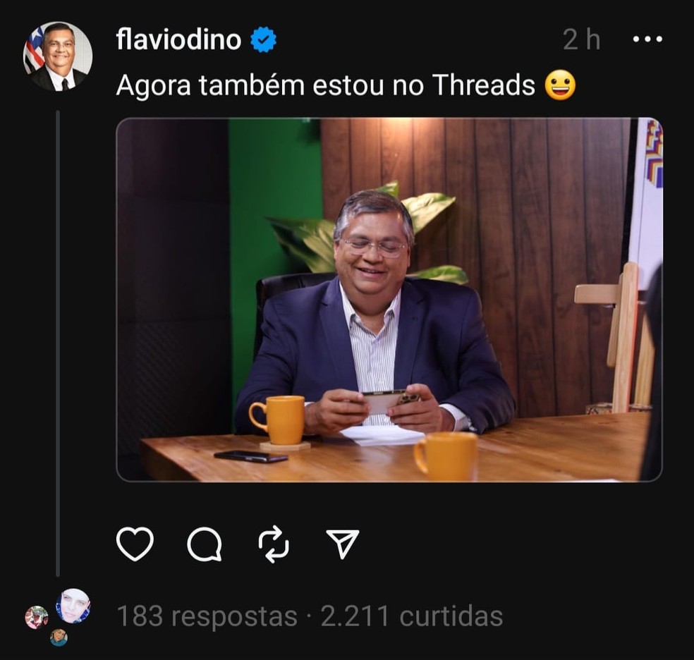 Flávio Dino no Threads — Foto: Reprodução