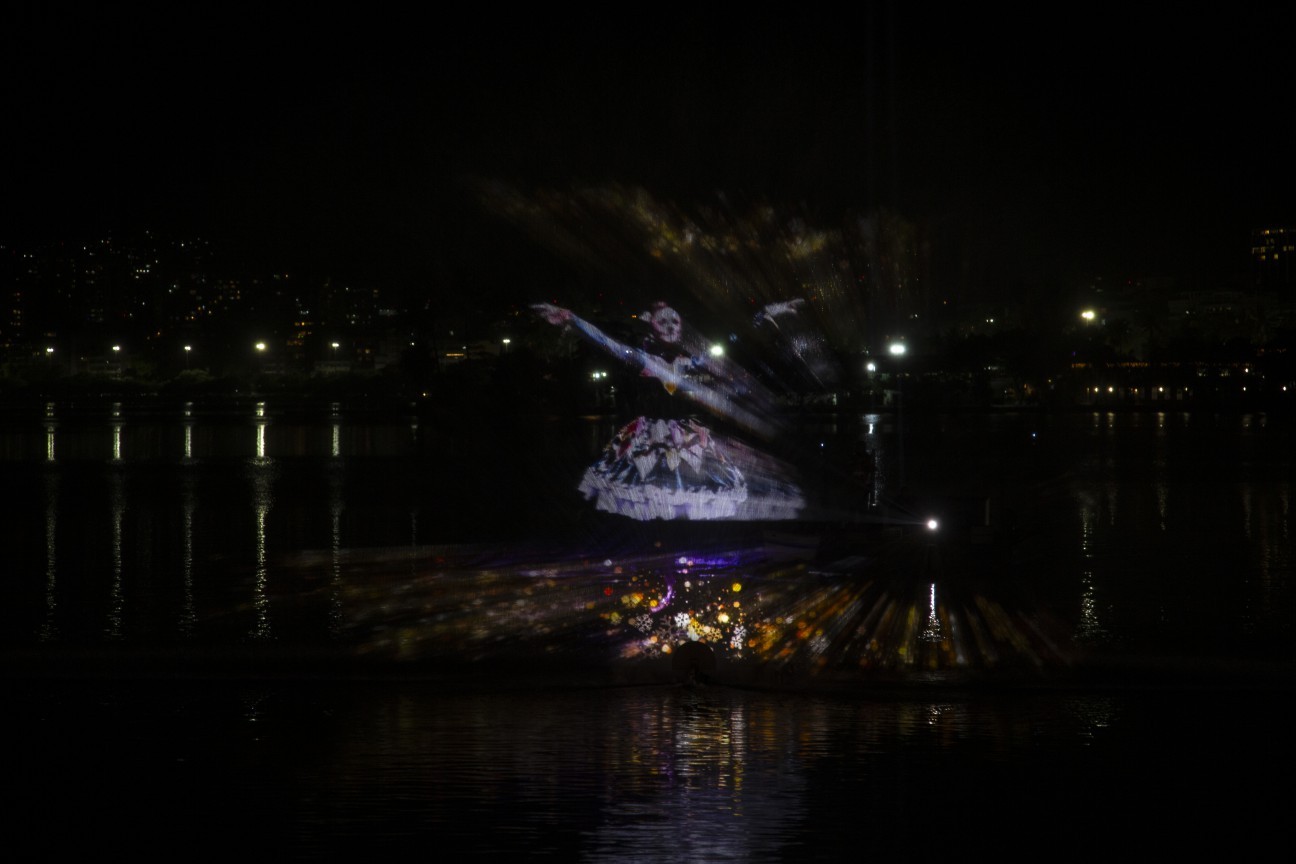 Projeções no espelho d'água faz parte da programação de Natal da Lagoa  — Foto: Alexandre Cassiano