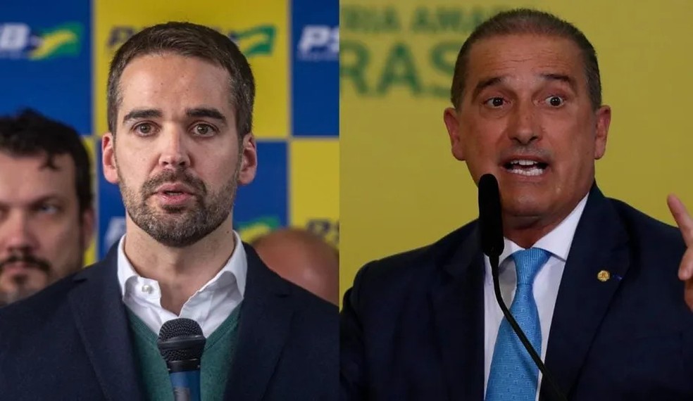 Os candidatos ao governo do Rio Grande do Sul Eduardo Leite e Onyx Lorenzoni  — Foto: Arte