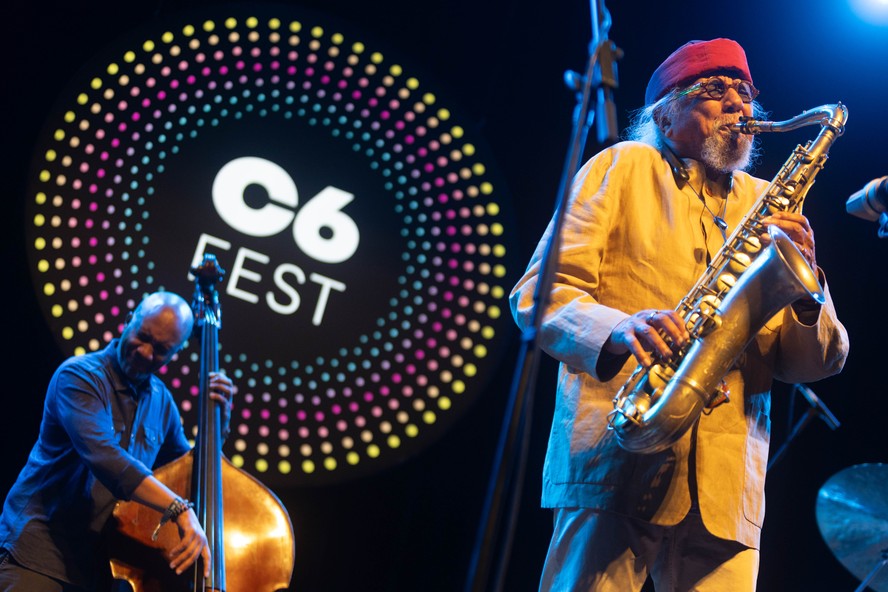 O saxofonista americano Charles Lloyd, em show com seu quarteto, no C6 Fest, em São Paulo