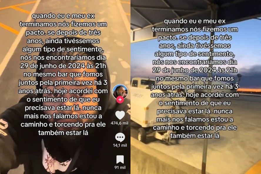 Influenciador Kaique Brasileiro mostrou aos seguidores a saga do reencontro com o ex-namorado em sua conta no TikTok