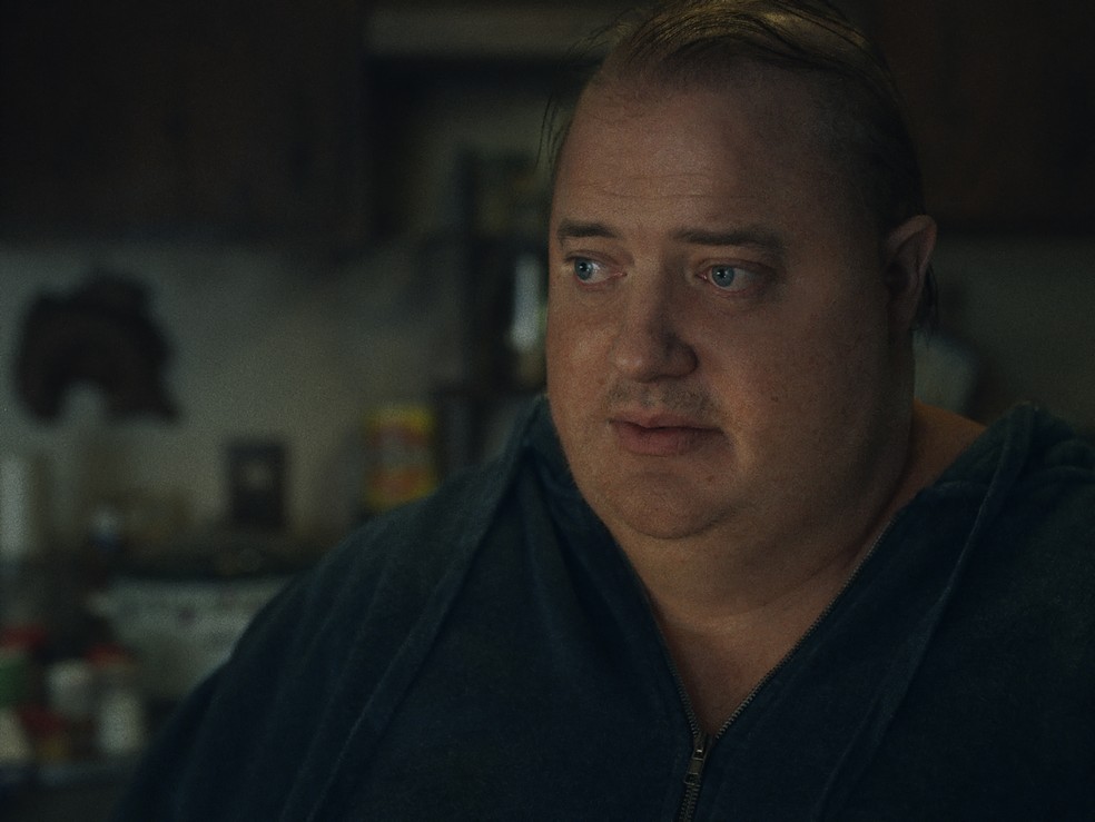 Brendan Fraser em 'The whale' — Foto: Divulgação/A24