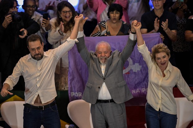 Guilherme Boulos, Lula e Marta Suplicy durante o evento em São Paulo