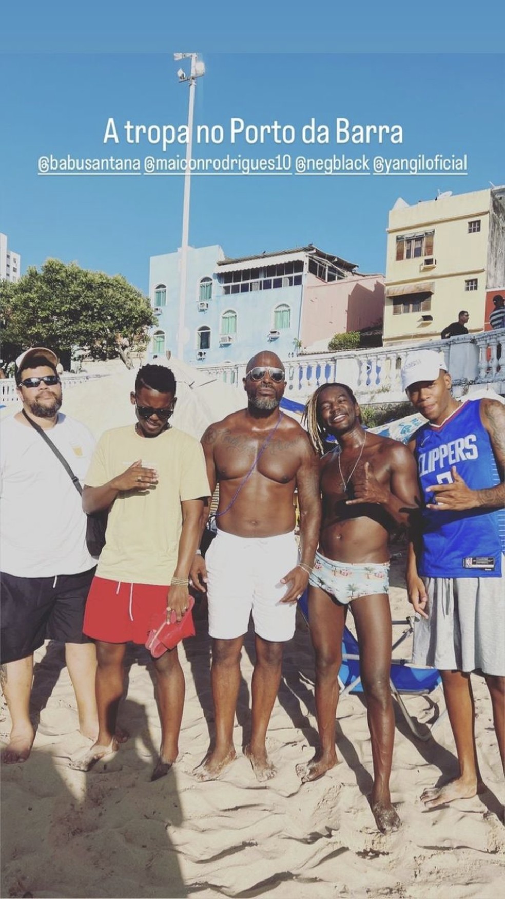 Maicon Rodrigues e Jonathan Azevedo com marido em Salvador, na Bahia — Foto: Reprodução/Instagram