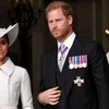 Príncipe Harry, ao lado da mulher, Meghan, após evento do Jubileu de Platina da rainha Elizabeth II - Matt Dunham/AFP