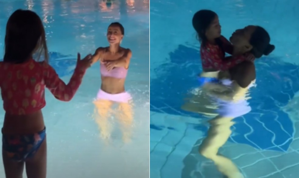Sabrina Sato curte piscina com a filha, Zoe — Foto: Reprodução/Redes sociais