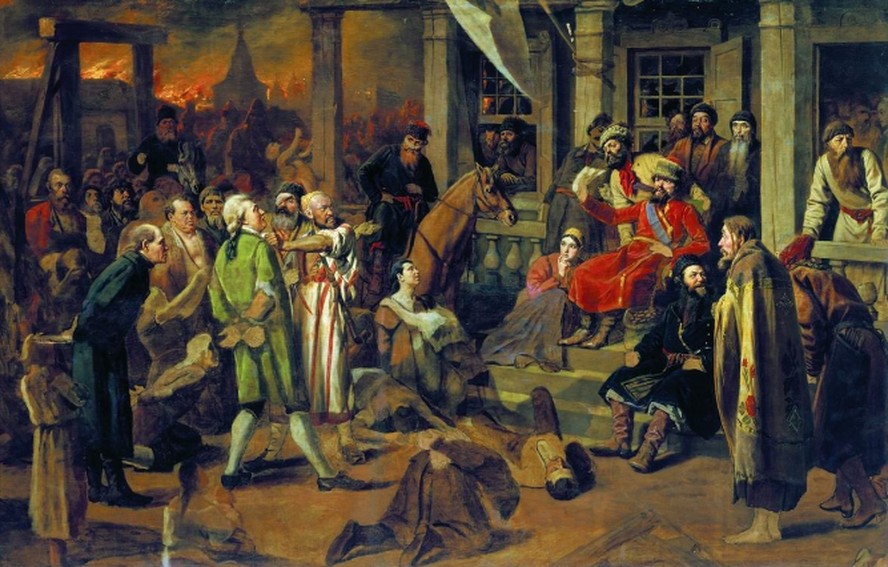 “O Julgamento de Pugatchov”, obra de Vassíli Perov (1875)