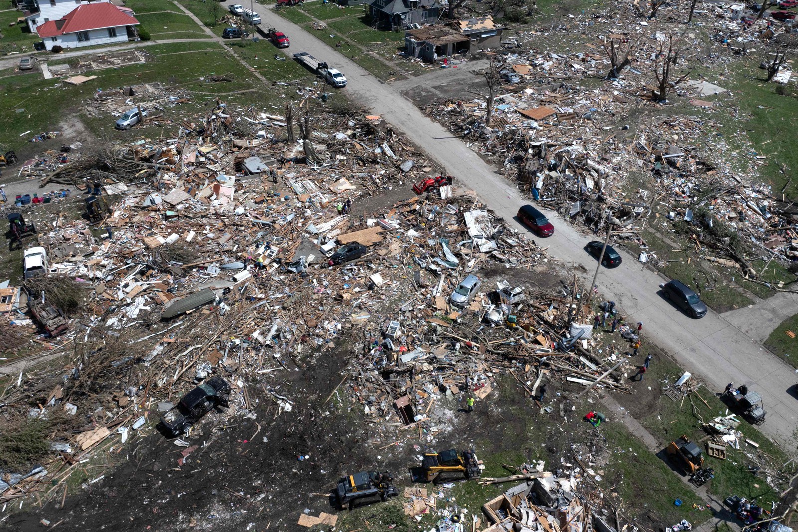 Tornado atinge cidade em Greenfield, Iowa. Várias mortes e feridos foram relatados. — Foto: Scott Olson/Getty Images/AFP