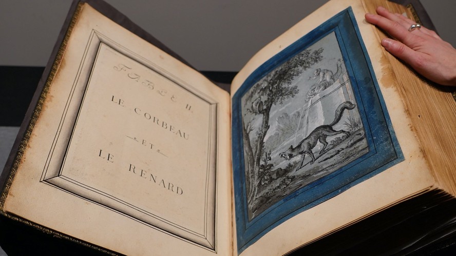 Ilustração de 'O Corvo e a Raposa', do artista francês Jean-Baptiste Oudry para as 'Fábulas de La Fontaine'