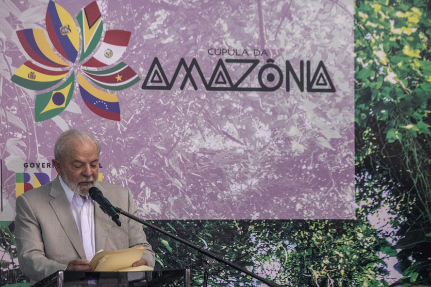 Presidente Luiz Inácio Lula da Silva durante reunião da Cúpula da Amazônia, em Belém