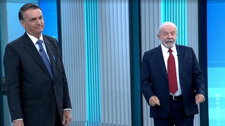 Debate presidencial na TV Globo. Bolsonaro e Lula se enfrentam antes da eleição no domingo. — Foto: Reprodução