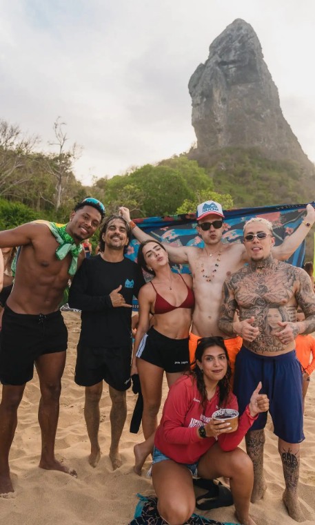 Iaponã Neuronha em encontro com MC Daniel, Paulo André e Jade Picon com o irmão, Leo — Foto: Reprodução/Instagram