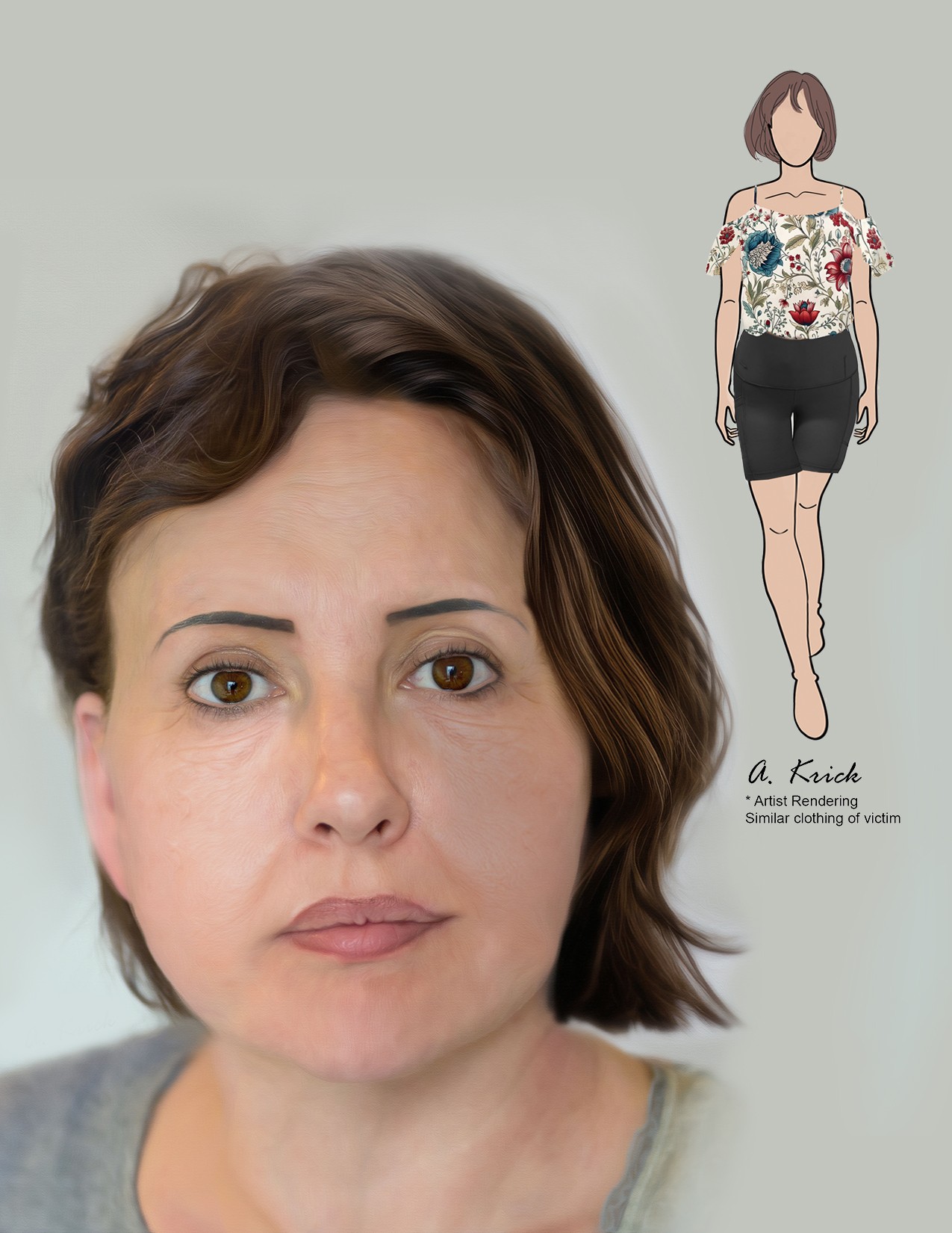 Representação artística de como seria a vítima encontrada morta em mala, nos EUA — Foto: Divulgação/Departamento de Polícia de Delray Beach