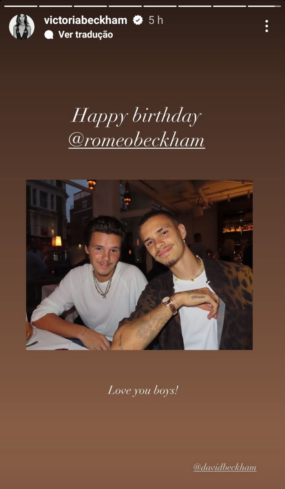 Cruz e Romeo Beckham — Foto: Reprodução Instagram