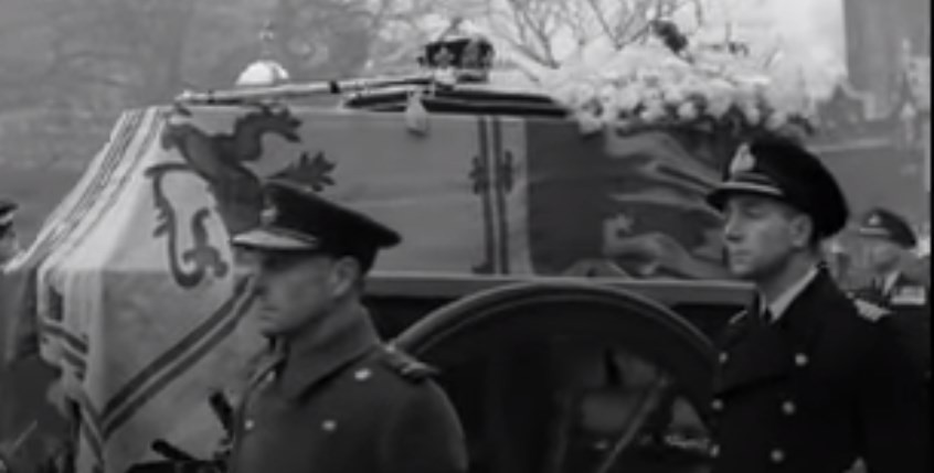 Funeral do rei George VI, pai de Elizabeth II. Reprodução de vídeo
