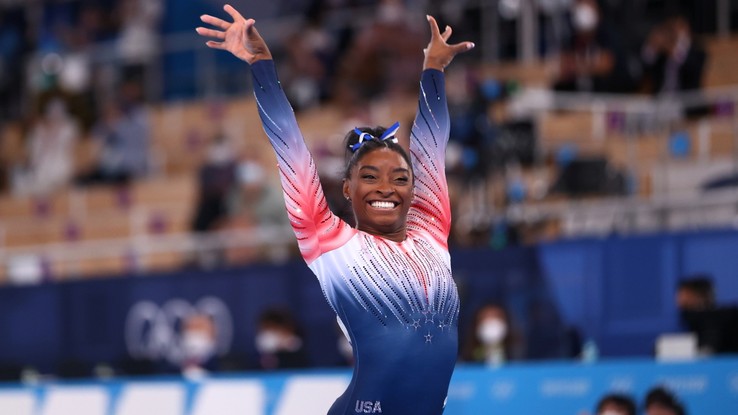 Simone Biles na final da trave