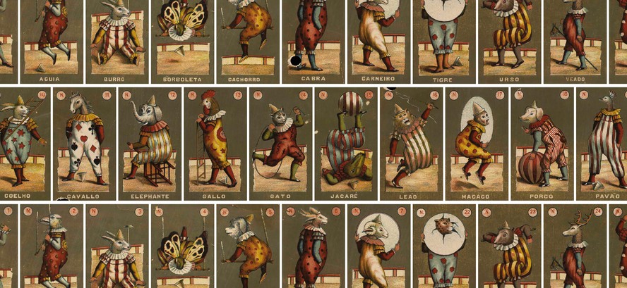 Cromolitografia dos animais integrantes do jogo do bicho, datada de 1898