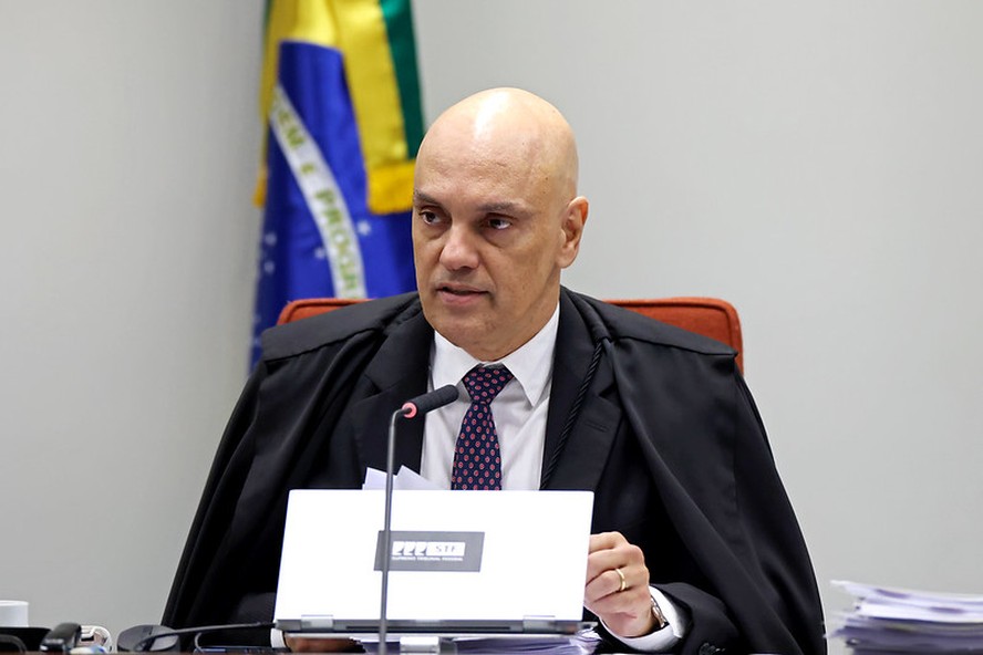 O ministro do STF Alexandre de Moraes durante sessão da Primeira Turma da Corte
