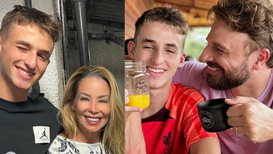 Noah Reis com os pais, Danielle Winits e Cássio Reis