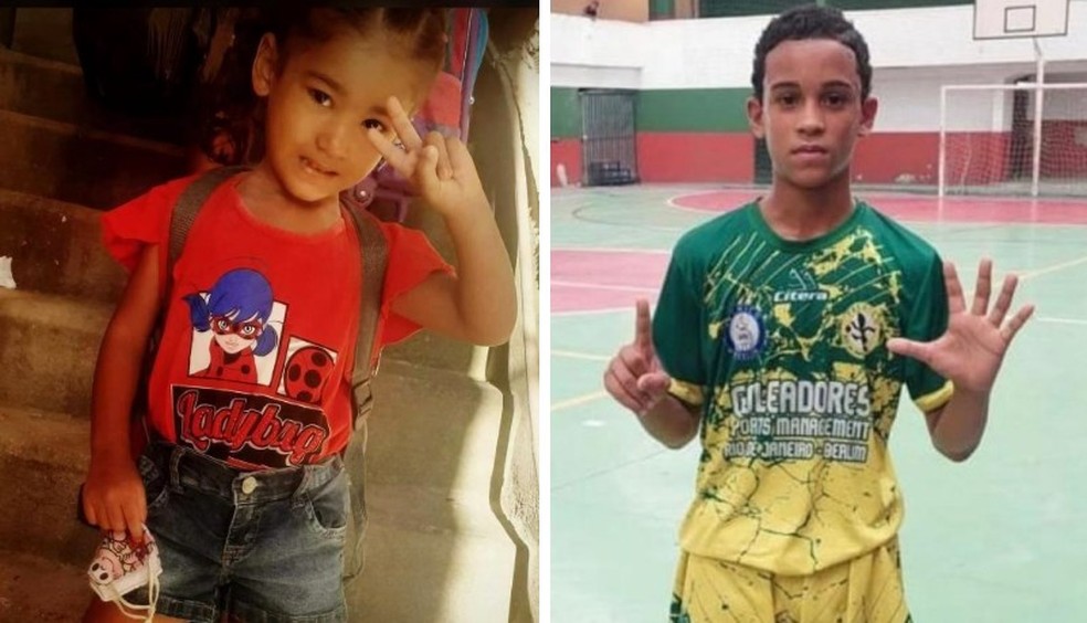 A menina Eloah e o garoto Thiago estão entre as dez crianças mortas a tiro no Rio — Foto: Reprodução