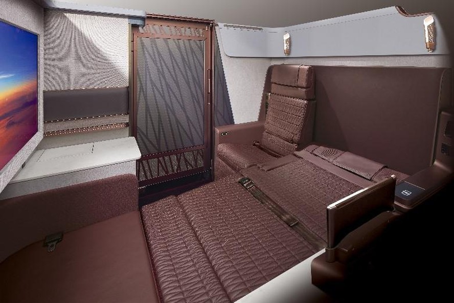 Cabine com cama de casal da Japan Air Lines