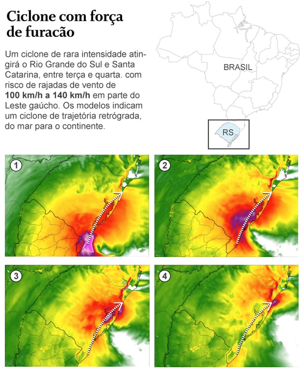 Ciclone subtropical — Foto: Arte O Globo