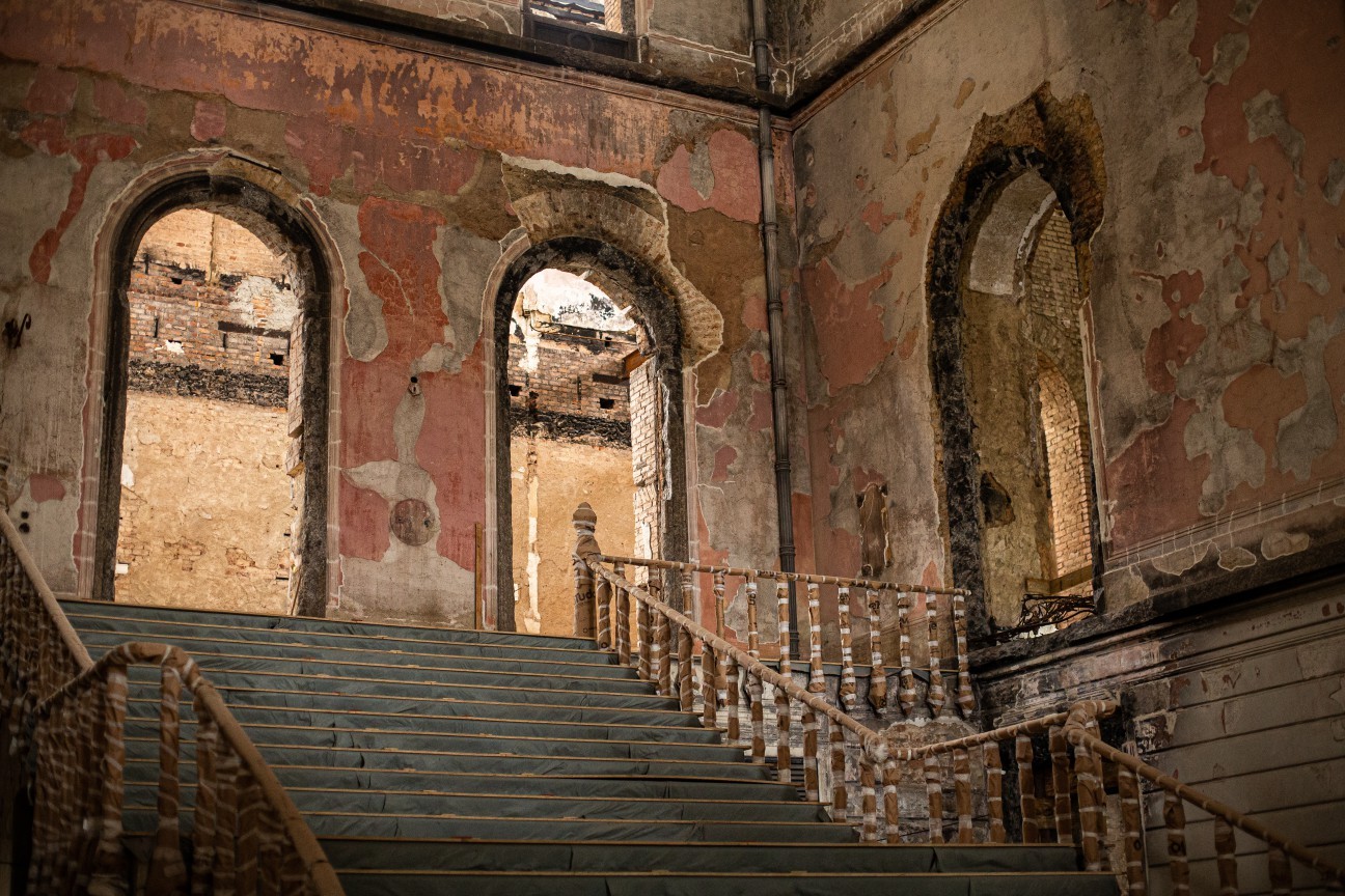 Interior do Museu Nacional durante as obras de recuperação do prédio, em novembro de 2021 — Foto: Hermes de Paula