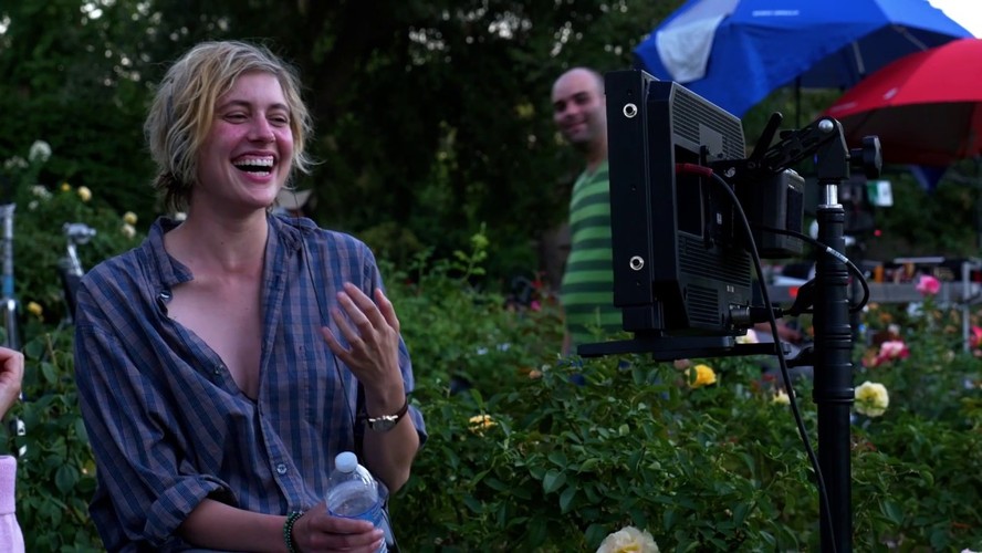 Greta Gerwig durante as filmagens de 'Lady Bird'