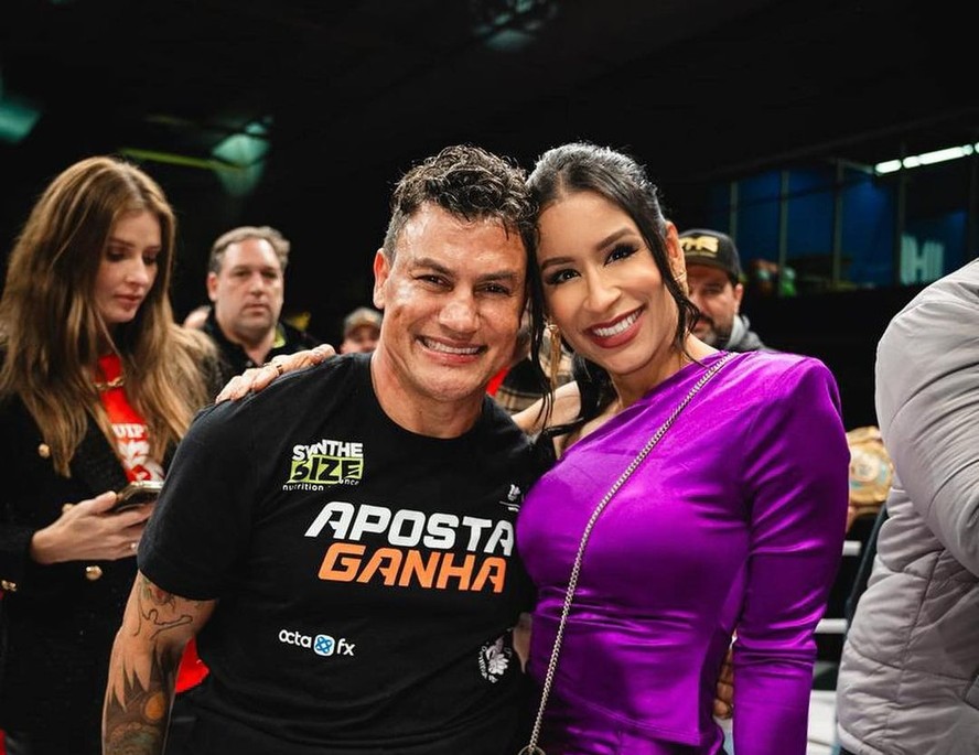 O ex-pugilista Popó e a mulher, a nutricionista Emilene Juarez