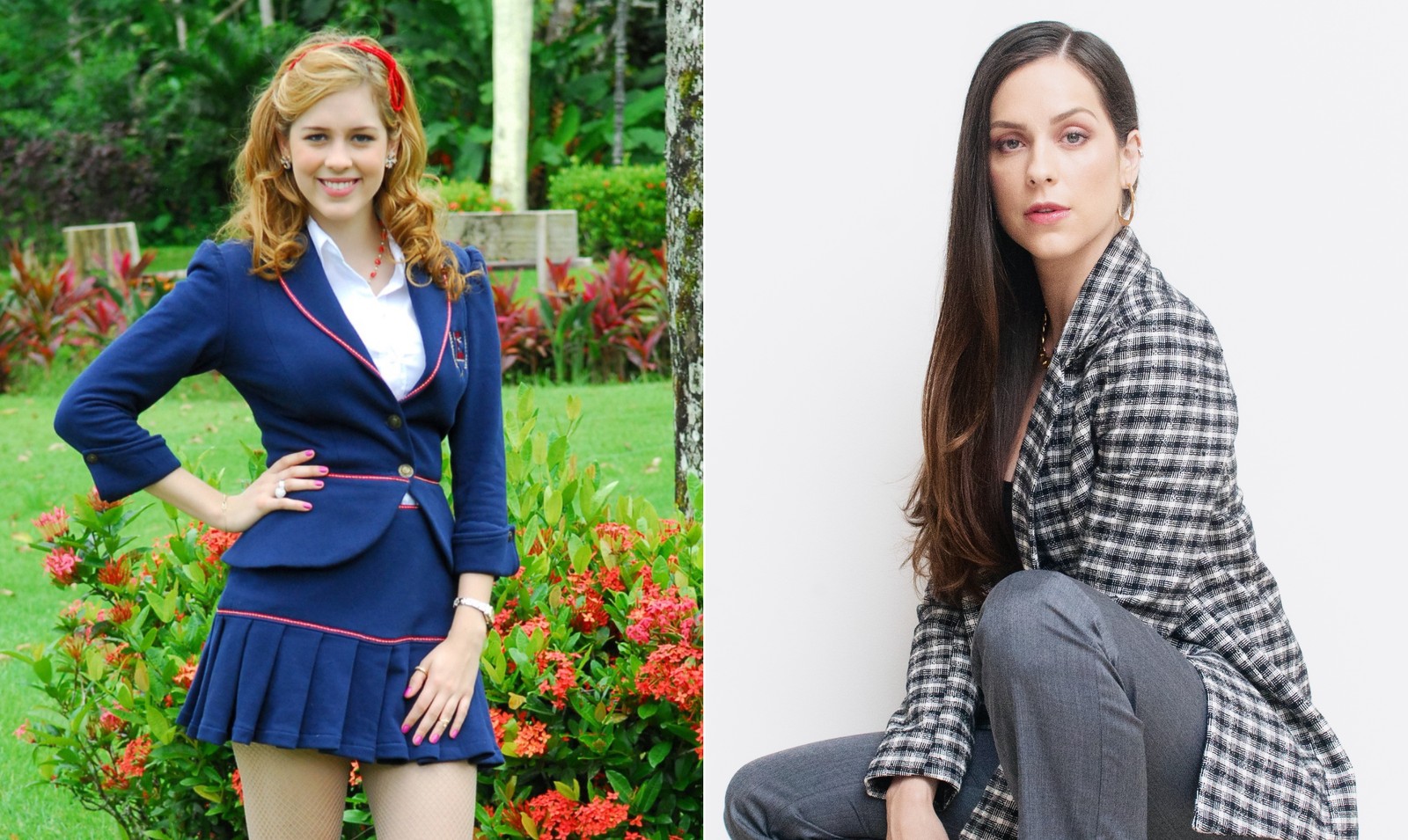 Sophia Abrahão em dois tempos: à esquerda, em 2011, na novela 'Rebelde'; à direita, hoje, em 2023 — Foto: Divulgação e Reprodução/Instagram