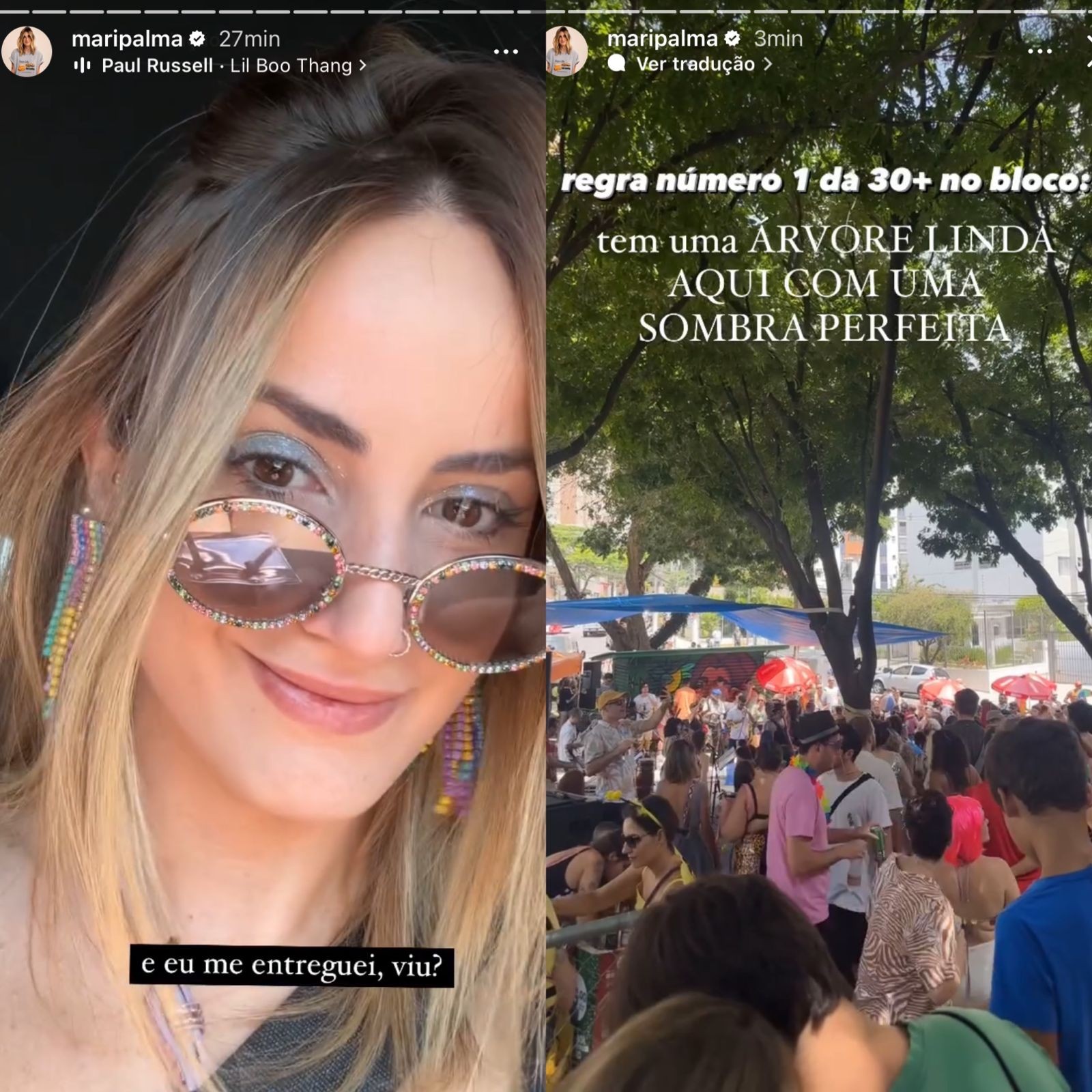 A jornalista Mari Palma curtiu um bloco de rua em São Paulo com amigos — Foto: Reprodução/Instagram