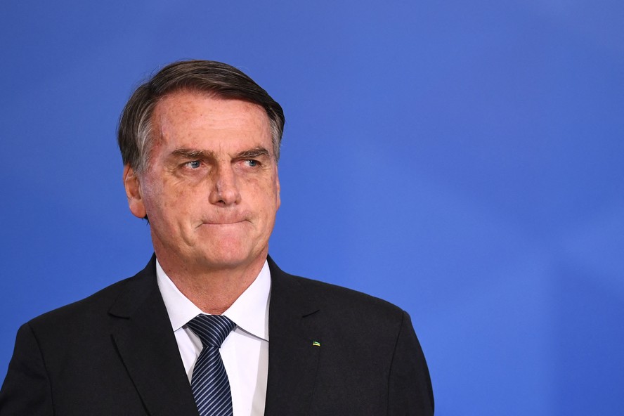 O presidente Jair Bolsonaro em cerimônia no Palácio do Planalto