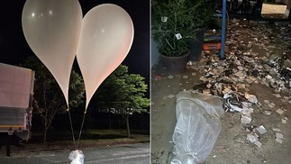 Balões enviados pela Coreia do Norte — Foto: Reprodução