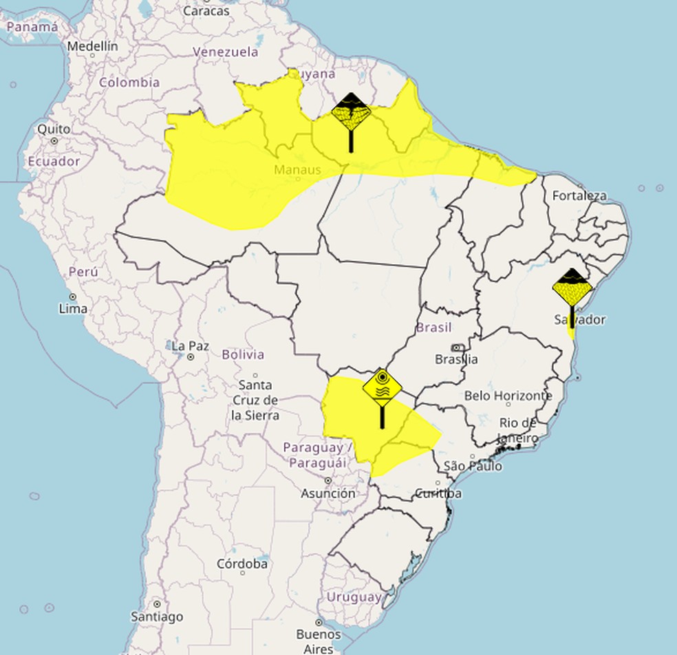 Inmet emite três alertas para esta terça-feira — Foto: Reprodução