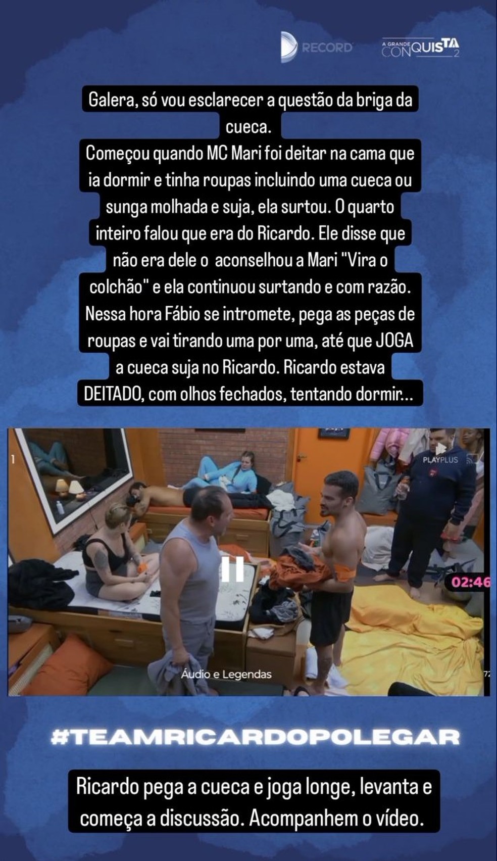 Ex-Polegar Ricardo Costa pega faca após discussão e é expulso de reality — Foto: Reprodução/Instagram