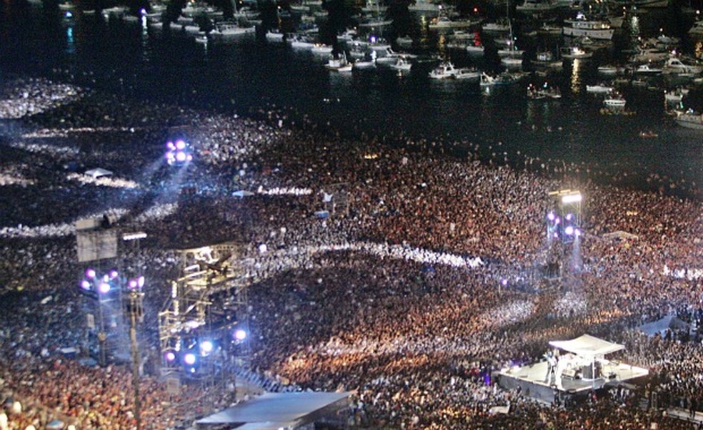 Show de Rod Stewart na Praia de Copacabana — Foto: Reprodução