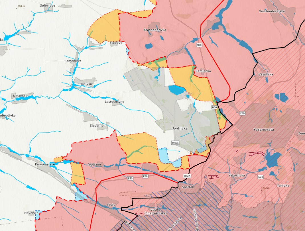 Mapa da ofensiva russa em Avdiivka (amarelo), em novembro de 2023. — Foto: Instituto para Estudo da Guerra (ISW)