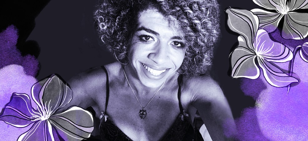 Fran Demétrio, transfeminista negra e professora adjunta da Universidade Federal do Recôncavo da Bahia (UFRB) Arte de Ana Luiza Costa sobre foto de arquivo — Foto:         