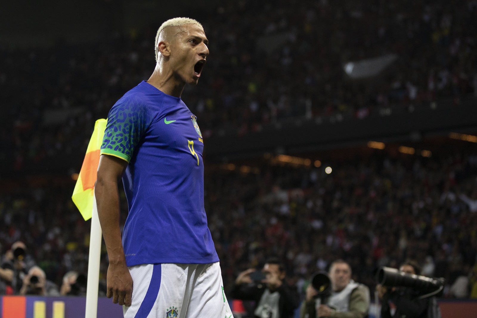 Richarlison comemora gol pela Seleção em 2022 — Foto: Lucas Figueiredo / CBF