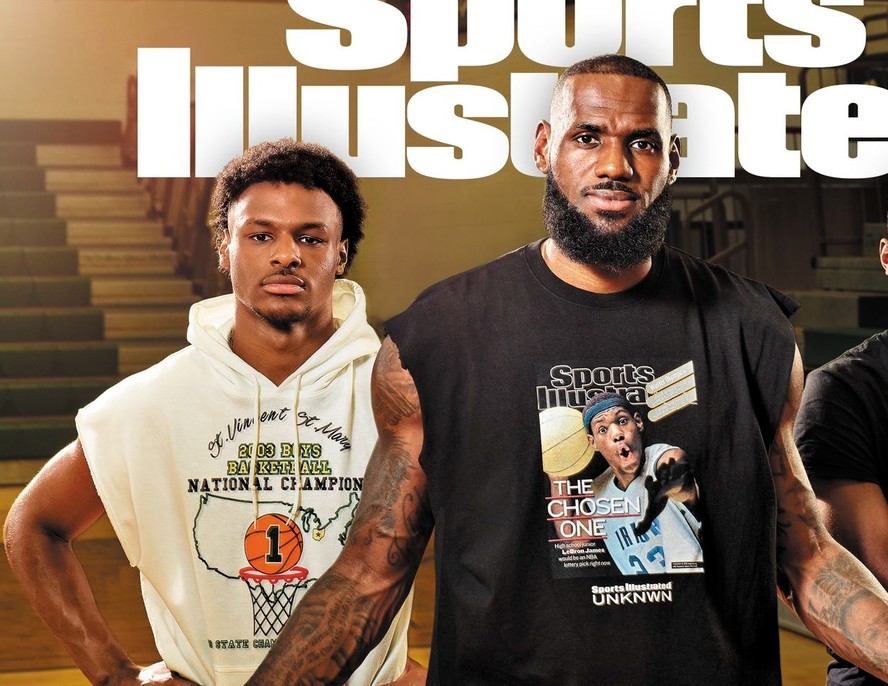 LeBron e o filho Bronny na capa da revista Sports Illustrated