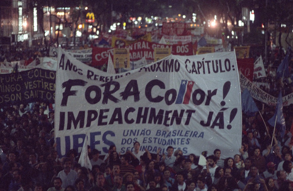 Manifestação contra Collor em 1992, quando ele era presidente — Foto: Fernando Maia/Agência O GLOBO