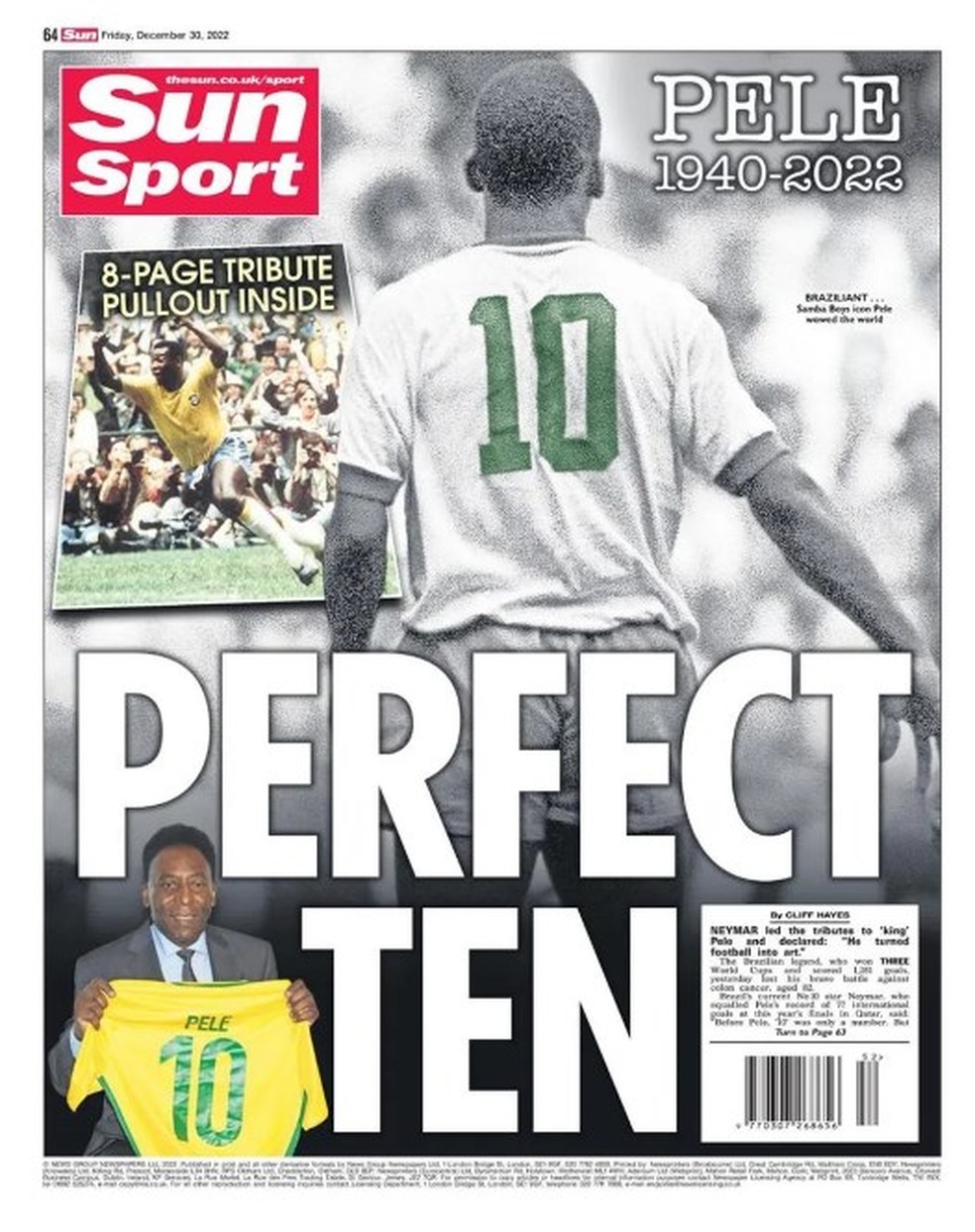 The Sun, Inglaterra: 'O 10 perfeito' — Foto: Reprodução