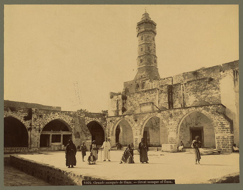 Grande mesquita de Gaza em 1899 — Foto: Maison Bonfils/Library of Congress