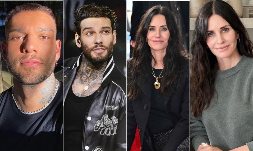 Antes e depois: Lucas Lucco e Courteney Cox com harmonização e sem os execessos do procedimento